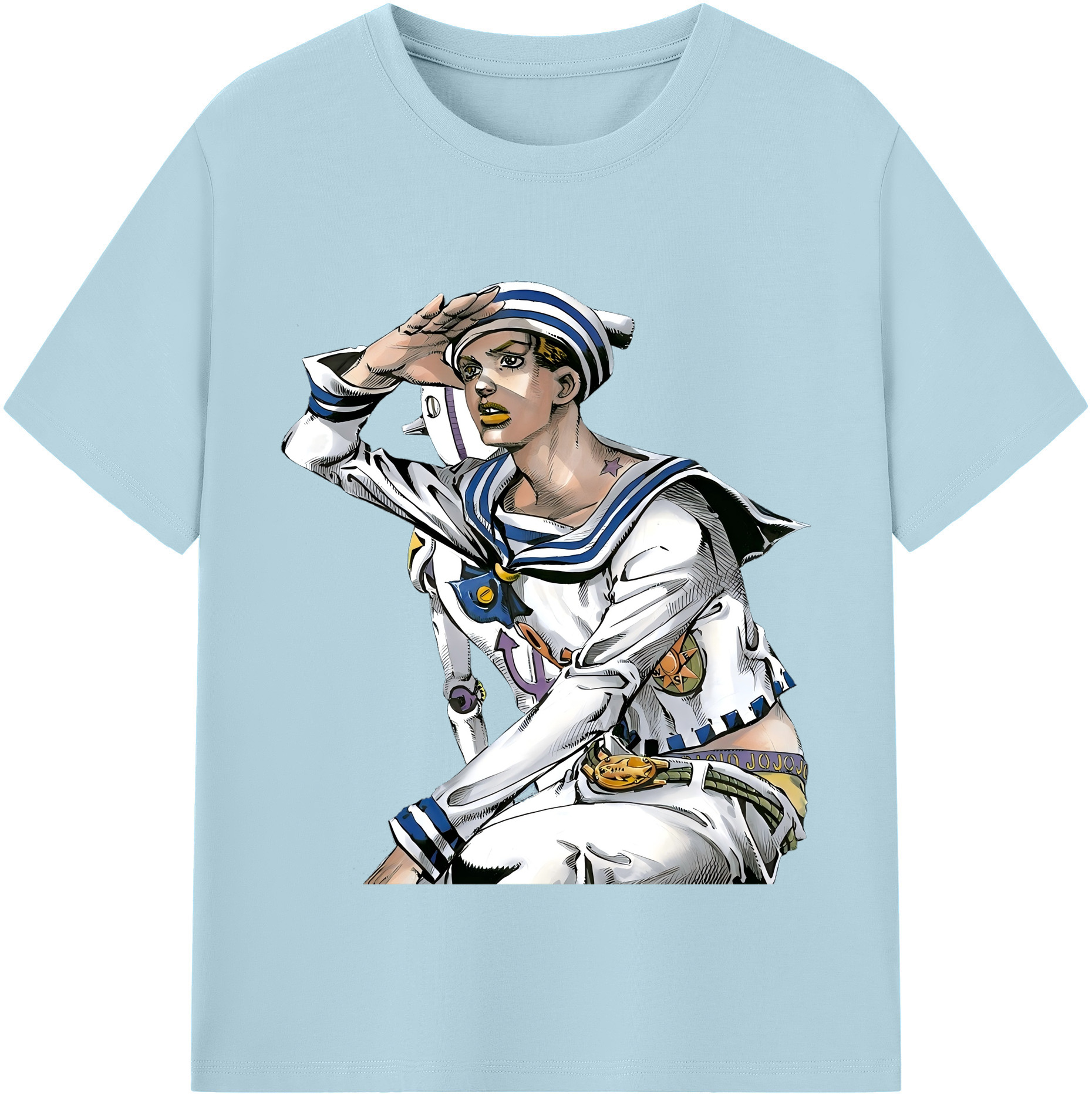 （画像用） ジョジョの奇妙な冒険 東方定助 JoJo's Bizarre Adventure Higashikata Josuke 綿100％半袖Tシャツ（フロントプリント）